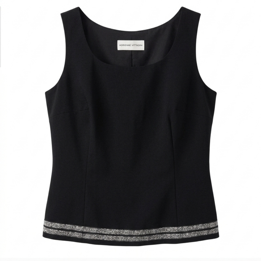 Braemar Sleeveless Black Embellished Hem Camisole
